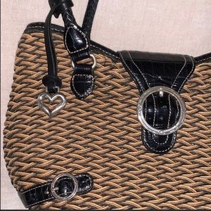 Brighton Black Tan Woven Handbag